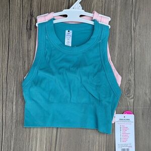 Women's Teal and Pink Tank Tops
